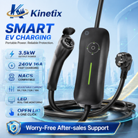 Nouveau chargeur EV portable Kinetix 3,5 kW 16 A, prise NACS Schuko, niveau 2, courant réglable, câble de 5 m pour l'Europe