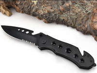 Outdoor-Camping Taktisches Klappmesser aus Edelstahl mit Schwarzer Beschichtung und Lasergraviertem Logo, Taschenmesser für Überlebenssituationen, Industriequalität OEM