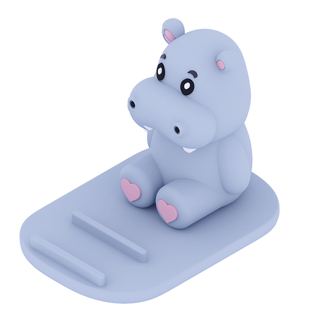 Funny Creative Cute Hippo Phone Holder Office Desktop PVC Animal Desk Lovely Phone Stand