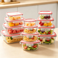 Contenants de préparation des repas en verre empilables avec couvercles, en verre borosilicate sans BPA, résistants au four, pour la salle de sport