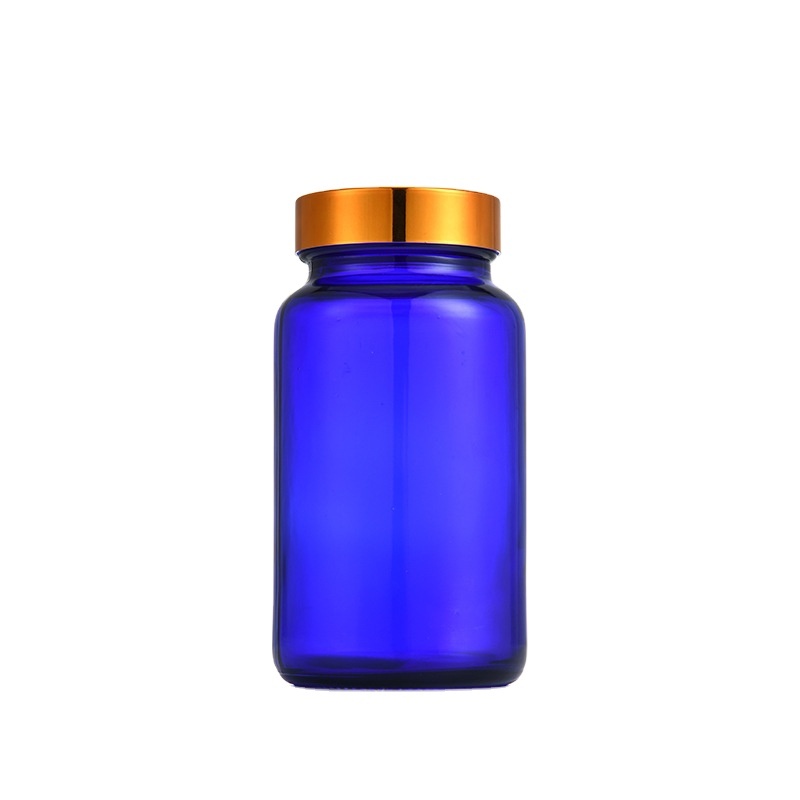 【現在非売品】青いガラス瓶 10オンス（300ml）広口青色薬瓶 医療用ガラス容器 密封ガラス包装 薬用