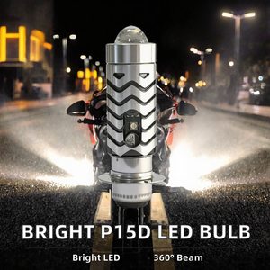 P15D LED หลอดไฟหน้ารถจักรยานยนต์พร้อมเลนส์โปรเจคเตอร์ 360 องศาลำแสงสูงและต่ำไฟหน้าสำหรับสกู๊ตเตอร์รีเทฟิตติ้ง - Product Image 2