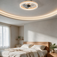 Ventilateur de plafond en chêne avec éclairage, cadre en maille diamantée, moteur DC, 5 pales, 2 tailles, intensité variable pour salon, chambre à coucher, salle à manger