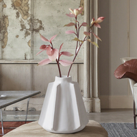 Vas Keramik Mini Art Deco Nordik Transparan dari Stoneware untuk Dekorasi Meja, Rumah, Kantor, dan Ruang Tamu
