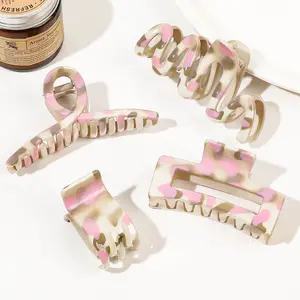 2024 New Elegant Sweet Milk Pink Color Hair Claws Fashion Dot Printing Hair Shark Clips For Women Girls Hair Accessories