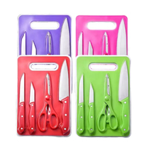 Nordic Candy Color Premium Quality 5pcs Ensemble de couteaux multifonctionnels Outils de cuisine de pique-nique portables y compris les chefs d'office