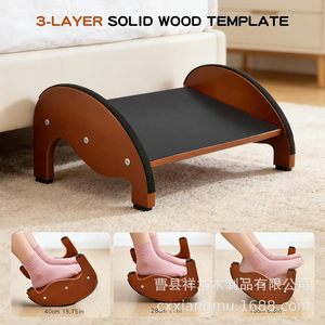 Wooden Footstool Non Slip Solid Wood <b>Office</b> Desk Footrest Home <b>Stool</b> Ottoman Retro Color Minimalist Design - Product Image 3