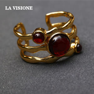 แหวนเงินแท้ 925 ชุบทอง ประดับคริสตัล/เพชรเทียม รูปทรงตัวยู สไตล์เรโทร ลายเรขาคณิต สำหรับผู้ชายและผู้หญิง รุ่นวินเทจ ซีรีส์ฤดูร้อน - Product Image 2