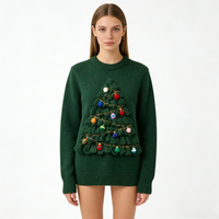 Pull de Noël tricoté 3D unique Vert Émeraude – Tenue de Fête Festive – Vêtements de Fêtes – Fabricant ODM Personnalisé en Gros – Tenue Élégante