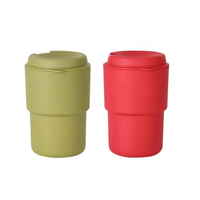 Gobelet thermique portable 350 ml à double paroi, design simple, bouteille d'eau en plastique avec couvercle pour les voyages des enfants