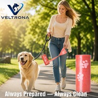 Sacs à déjections canines perforés en plastique, rouleaux de recharges pour distributeur, motif patte de chien, rouge corail rose