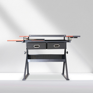 Tavolo da Disegno Moderno con Piano in Legno e Base in Ferro, Inclinabile e Regolabile Manualmente in Altezza, con Due Cassetti - Product Image 2
