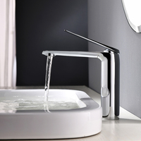 Robinet de lavabo de salle de bain LUSA moderne en laiton chromé poli, mitigeur monocommande eau chaude et froide, corps haut pour lavabo sur colonne