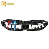 Calandre avant en fibre de carbone à trois bandes de style M avec aérations de pare-chocs pour BMW Série 3 G20 G21 2019+