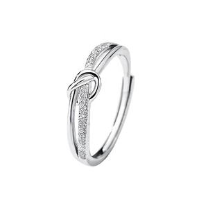 S999 stella in argento Sterling doppio strato annodato semplice cerchio semplice anello con Design <span class=keywords><strong>sabbia</strong></span> scintillante - Product Image 6