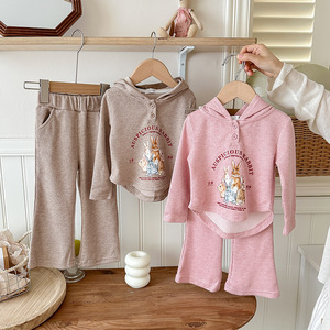 Collection Automne Filles 2025 Nouveau Style Ensemble Mode Bébé Lapin Sweat à Capuche Élégant pour Enfants - Product Image 1