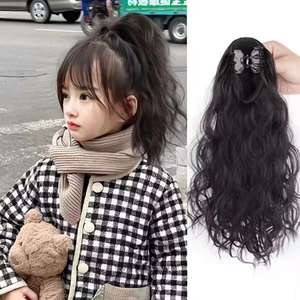 Miss Perruque synthétique à clipser, queue de cheval courte bouclée, en fibre haute température, décontractée, tendance, mignonne, extension de cheveux à nouer - Product Image 1