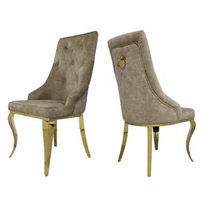 Sillas de Comedor Tapizadas en Terciopelo <span class=keywords><strong>Blanco</strong></span>, Modernas y Lujosas, con Patas Doradas, Silla de Comedor de Lujo con Tirador de Estilo Real - Product Image 4