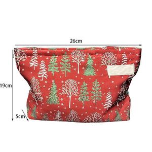 Sac de maquillage de Noël BSCI, sac de rangement en soie scintillante avec motif d'arbre de Noël et de flocon de neige, pochette pour produits de soin de la peau et articles de toilette - Product Image 1