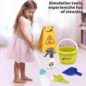 Leemook Mini Simulation propre outil chariot éducatif semblant jouer <span class=keywords><strong>ménage</strong></span> nettoyage jouets enfants CPC certifié fait bois - Product Image 4