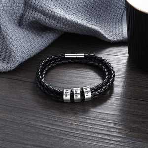 Personalizzata In Acciaio Inox Uomini Braid Braccialetto Nero con Piccolo Personalizzata Perline <span class=keywords><strong>Accessori</strong></span>, Braccialetto di Cuoio - Product Image 5