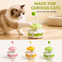 Jouet pour chat en plastique, tourne-disque fleur, brûleur d'énergie pour chaton, divertissement autonome, anti-ennui, baguette de chat en peluche, tourne-disque pour chat