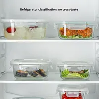 Boîte à lunch carrée en verre borosilicate de haute qualité avec couvercle en plastique, récipient alimentaire hermétique et compatible micro-ondes pour étudiants et employés de bureau