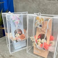 Sac fourre-tout transparent en PVC imperméable avec impression offset, emballage pour bouquet de fleurs et bordure ondulée – Offre Spéciale