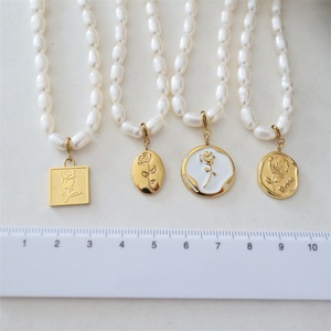 จี้ห้อยรูปทรงวงรี สี่เหลี่ยม วงกลม เปลือกหอย ดอกกุหลาบ ชุบทองโบราณ ขายส่ง - Product Image 2