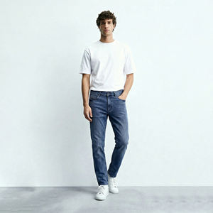 Jeans Clásicos de Pierna Recta para <span class=keywords><strong>Hombre</strong></span>, Pantalones de Mezclilla Elástica de Algodón Lavado Azul Vintage, Pantalones Casuales Retro de Negocios para <span class=keywords><strong>Hombre</strong></span> - Product Image 2