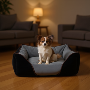 Set di 3 Pezzi per Cuccia per Cani in Velluto a Coste Nero e Velluto Polare - Product Image 3