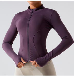 OEM ODM Quick Drying Slimming Yoga Wear Running Top <b>Women's</b> Skinny Fit High Neck Hoodie Workout <b>Jacket</b> Sportswear - Product Image 4