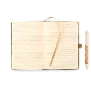 Eco-Friendly <b>A5</b> Journal Notebook Set Recycled Hardcover <b>Notepad</b> Leather Cork Ball Point Pen for Office Personal Planner Use - Product Image 5