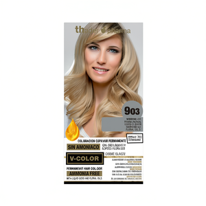 Tinte Permanente para el Cabello Thader Pharma V-Color 703 Rubio Medio Dorado Natural Sin Amoníaco Con Líquido Dorado y Aceites Florales - Product Image 2