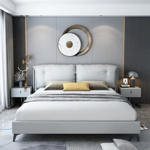 Shiyi लोकप्रिय डिजाइन बेडरूम चमड़े बिस्तर सेट राजा आकार डबल नरम बिस्तर लक्जरी घर के फर्नीचर