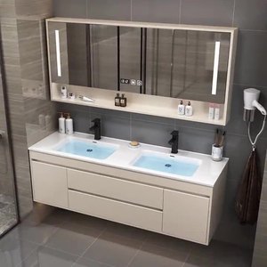 Modern LED Wall Mounted <strong>Vanity</strong> Mirror Single Sink Bathroom Cabinet Lacquer Finish Plywood <strong>Case</strong> for Hotels Home Use Ceramic Bath - Product Image 2
