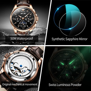 <span class=keywords><strong>Montre</strong></span> Oupinke 3189 Lumineuse et Étanche, Personnalisée, Mécanique <span class=keywords><strong>Automatique</strong></span>, en Cuir, OEM, pour Hommes, <span class=keywords><strong>Montre</strong></span>-Bracelet d'Affaires - Product Image 6