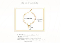 Colliers élégants à double rang de maillons trombone avec pendentif croix en perle naturelle 304, collier ras-du-cou tendance pour femme, bijoux quotidiens OEM