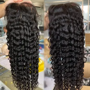 Wholesale Deep Tight Curl Wigs Natural Human Hair Transparent 100% Frontal Human Hair Wigs Lace Frontal For Woman