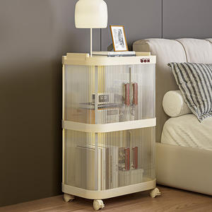 Carro <span class=keywords><strong>de</strong></span> almacenamiento <span class=keywords><strong>de</strong></span> alimentos multicapa Wannuo, armario <span class=keywords><strong>de</strong></span> almacenamiento <span class=keywords><strong>de</strong></span> doble puerta Visual transparente, carro <span class=keywords><strong>de</strong></span> almacenamiento <span class=keywords><strong>de</strong></span> plástico para dormitorio con ruedas - Product Image 5