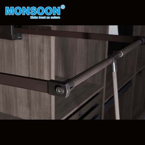 Support de tringle à vêtements relevable à fermeture douce pour armoire de chambre, avec double amortisseur pour rangement de placard - Product Image 3