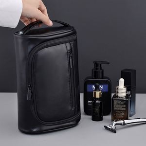 Explosive Travel PU Leather Zipper Closure Letter Pattern Waterproof Cosmetic Bag <b>for</b> Men's <b>Makeup</b> <b>Storage</b> - Product Image 5