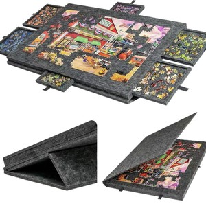 A Portable Jigsaw <strong>Puzzle</strong> Pad a Cover 8 Classification <strong>Trays</strong>, Featuring a Felt <strong>Puzzle</strong> Board a Large Storage Box Large <strong>Puzzles</strong> - Product Image 4