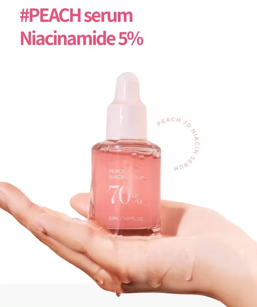 Soro de niacinamida anuas Pêssego 70% Branqueador Essência hidratante para cuidados com a pele soro clareador de manchas 30ml