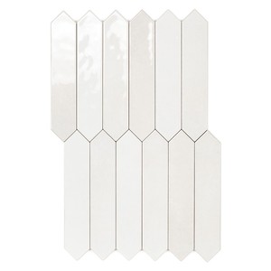 Piastrella Bianca Picket 6,5x33 Cm Lucida con Bordi Irregolari - Product Image 1