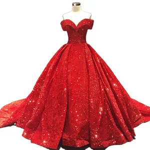 Princesa cariño lentejuelas encaje vestido de baile rojo/Verde vestidos de graduación fuera del hombro vestidos de quinceañera