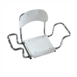 Asiento de Baño con Respaldo, Marco Cromado, Blanco, 36 cm de Largo, 40 cm de Ancho, 20 cm de Alto, Equipo de Seguridad para Baño - Product Image 1