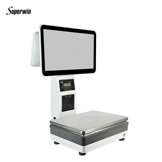 CY-55A PC Pos System With Scale Touch Screen Weighing Scale Cash Register Pc Pos Scale for Supermarket Retail