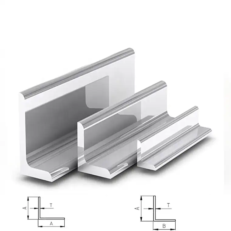 Pierna ajustable soporte L de perfil de aluminio de extrusión de 90 grados triángulo Bordes de L-en forma de tira de aluminio ángulo