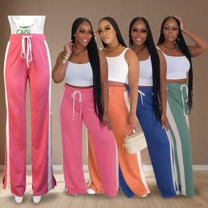 Nuevos Pantalones Casuales de Otoño Multicolor Transpirables Antiarrugas de Cintura Alta con Cierre Frontal de Cremallera y Pliegues Delanteros de Poliéster/Algodón - Product Image 3